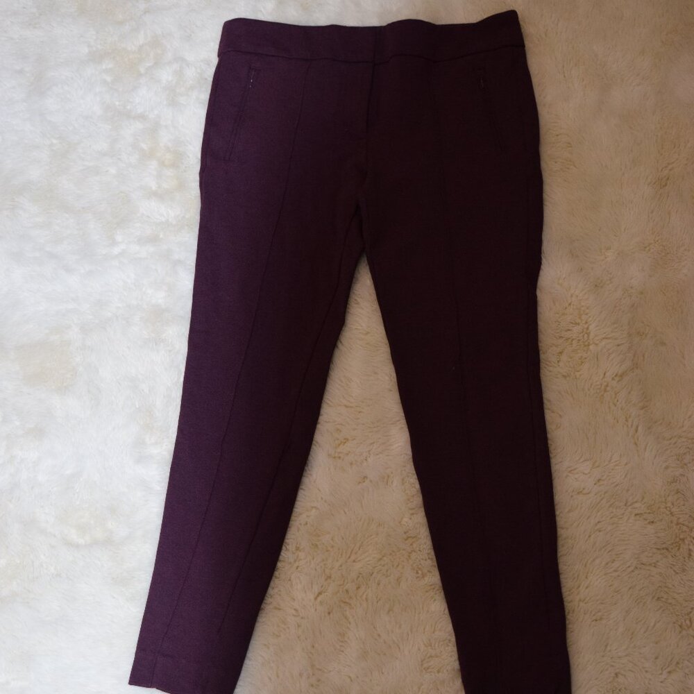 LOFT Stretchy Bergundy Business Casual Leggings